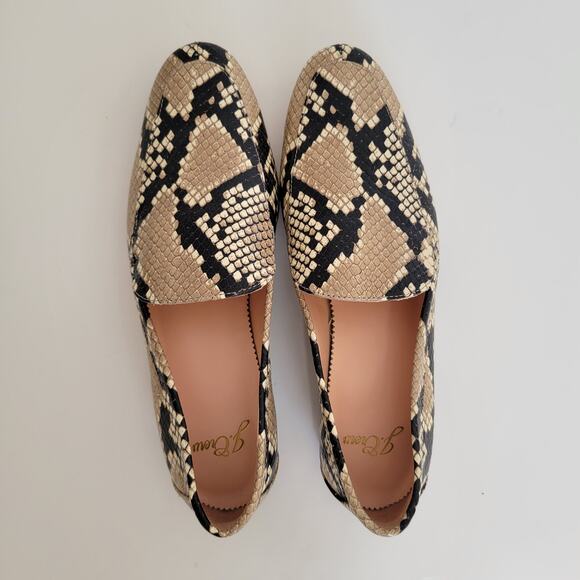J. Crew Cecile Smoking Slippers Python Print Flat Heel Tan Women 6.5M - Picture 3 of 8